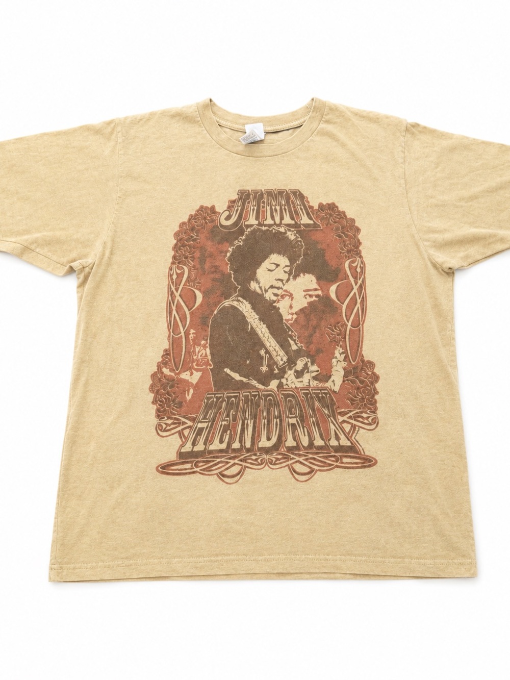 Jimi Hendrix Tan Graphic Band Tee Size Large